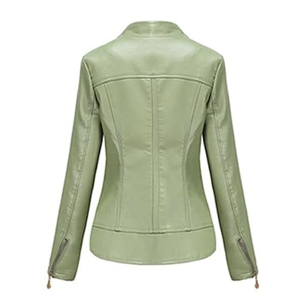 Adhdyuud Vrouwen Slanke Faux Lederen Jas Herfst Casual Gesplitst Motorjas Moto Biker Rits Jassen